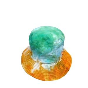 Tie Dye Cotton Bucket Hat Summer Beach Travel Green Orange Hat Women's